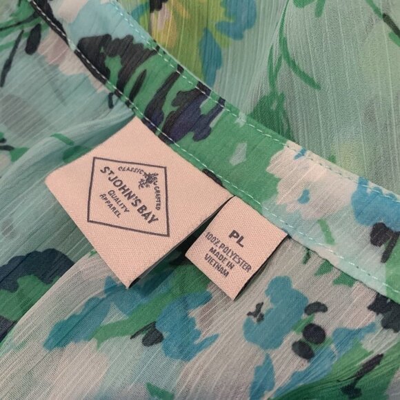 St. John's Bay. Size PL. Chiffon PinTucks Blouson Blouse. Raglan Sleeve. B84. - Picture 6 of 6